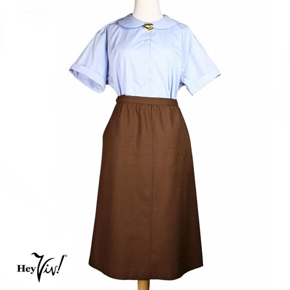 Vintage Haberdashery Skirt Cocoa Brown Side Pockets Union Tag Sz L W36 - Hey Viv - Picture 1 of 7